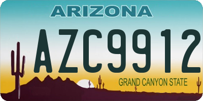 AZ license plate AZC9912
