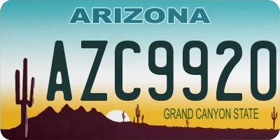 AZ license plate AZC9920