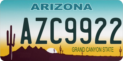 AZ license plate AZC9922