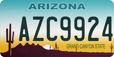 AZ license plate AZC9924