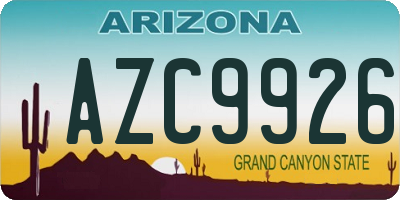 AZ license plate AZC9926