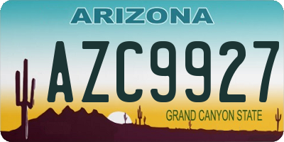 AZ license plate AZC9927