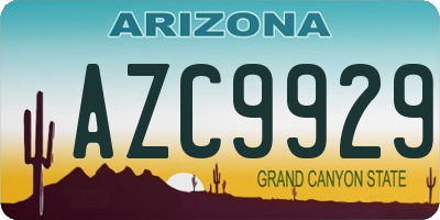 AZ license plate AZC9929