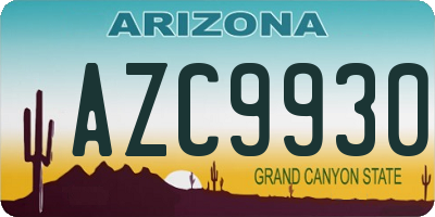 AZ license plate AZC9930