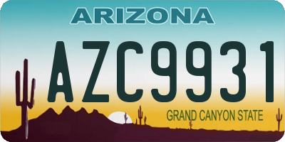 AZ license plate AZC9931
