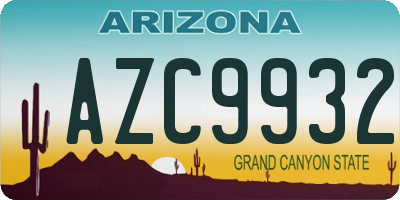 AZ license plate AZC9932
