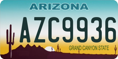 AZ license plate AZC9936