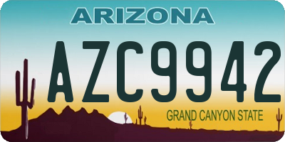 AZ license plate AZC9942