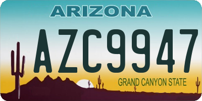 AZ license plate AZC9947