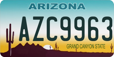 AZ license plate AZC9963