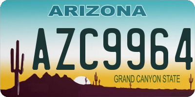 AZ license plate AZC9964