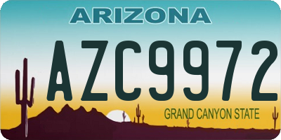AZ license plate AZC9972