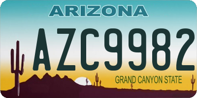 AZ license plate AZC9982