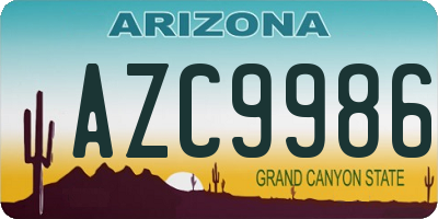 AZ license plate AZC9986