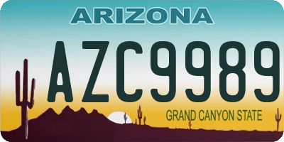 AZ license plate AZC9989