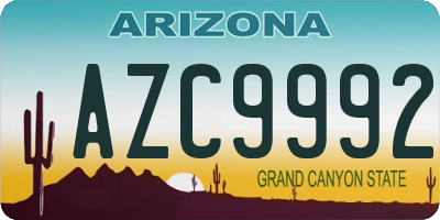 AZ license plate AZC9992
