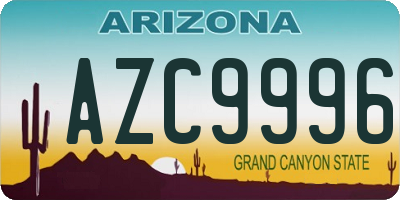 AZ license plate AZC9996
