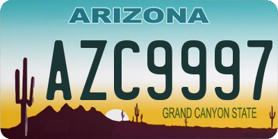 AZ license plate AZC9997