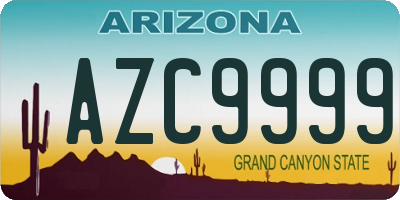 AZ license plate AZC9999