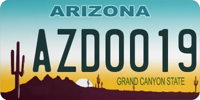 AZ license plate AZD0019