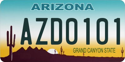 AZ license plate AZD0101