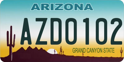 AZ license plate AZD0102