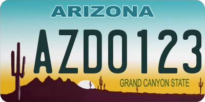 AZ license plate AZD0123