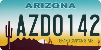 AZ license plate AZD0142