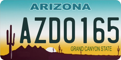 AZ license plate AZD0165