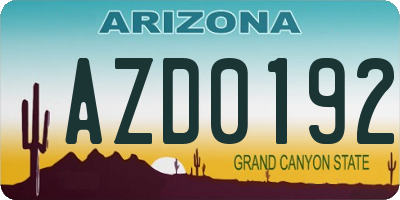 AZ license plate AZD0192