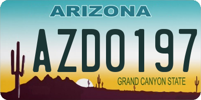 AZ license plate AZD0197