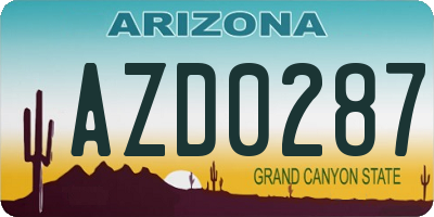 AZ license plate AZD0287