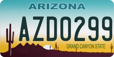 AZ license plate AZD0299