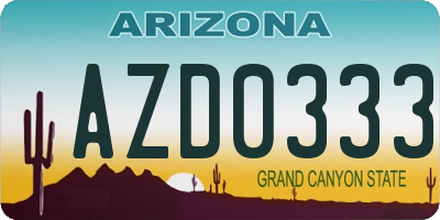 AZ license plate AZD0333