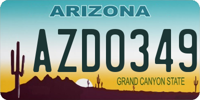 AZ license plate AZD0349