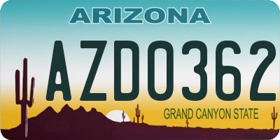 AZ license plate AZD0362