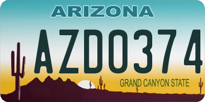 AZ license plate AZD0374