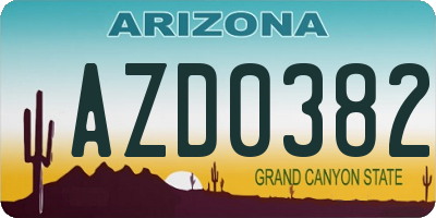 AZ license plate AZD0382
