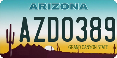 AZ license plate AZD0389