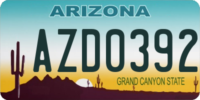 AZ license plate AZD0392