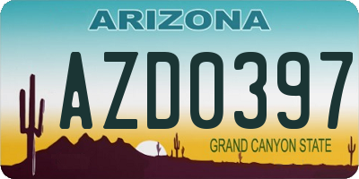 AZ license plate AZD0397