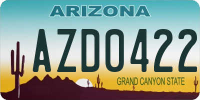 AZ license plate AZD0422