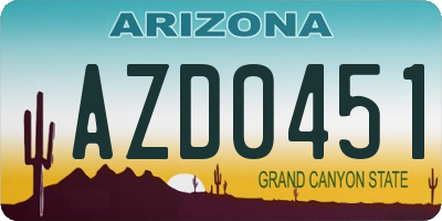 AZ license plate AZD0451
