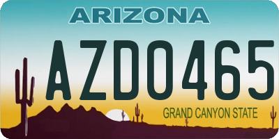 AZ license plate AZD0465