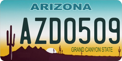 AZ license plate AZD0509