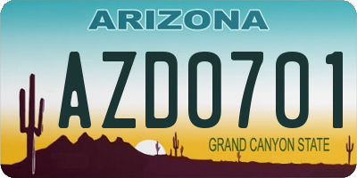 AZ license plate AZD0701