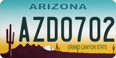 AZ license plate AZD0702