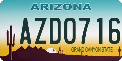 AZ license plate AZD0716
