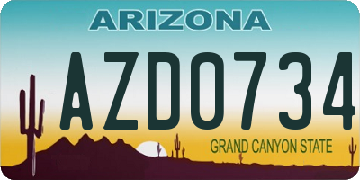 AZ license plate AZD0734