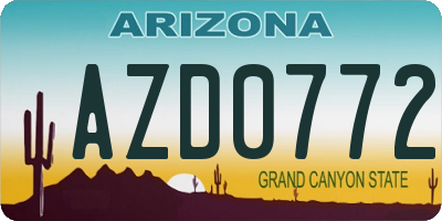 AZ license plate AZD0772